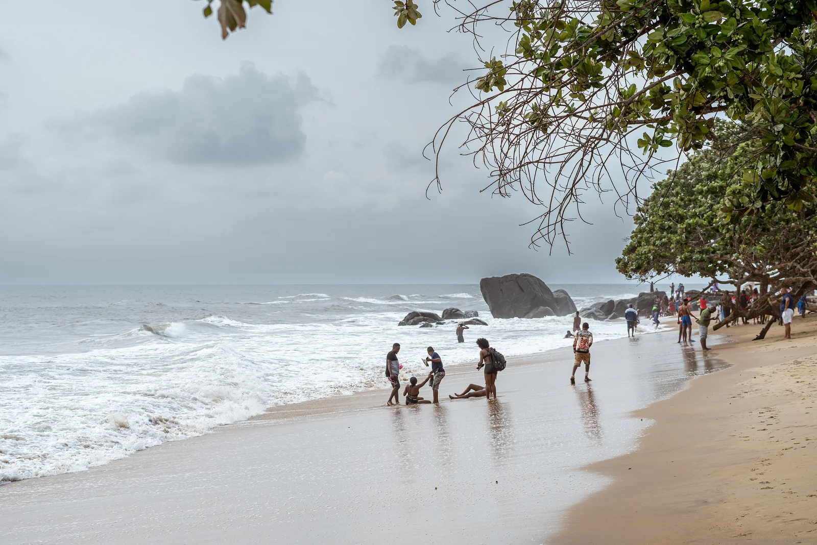 The Atlantic shoreline at Kribi, Cameroon
