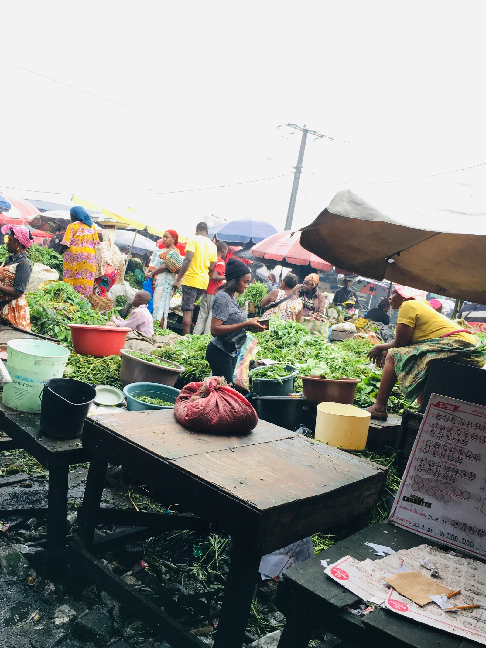 Fresh produce at a vegetable market in Douala, Cameroon